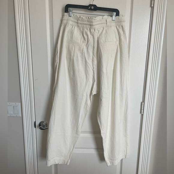 NWT Free People pants pleated trousers wide-leg cotton cream boho L - Picture 2 of 9
